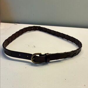 Lauren Ralph Lauren Dark Brown Braided Belt with Gold-Tone Buckle